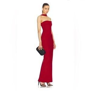 Helsa The Stephanie Dress in Deep Red